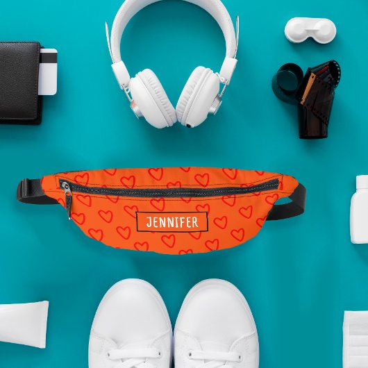 Schattige  Sinaasappel Rood Hart Liefde Patroonnaa Heuptasje