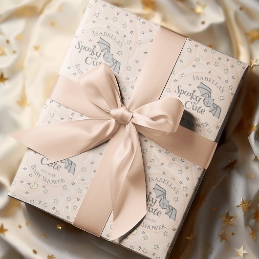 Schattige Sinaasappel Spooky Schattige oktober Bab Cadeaupapier