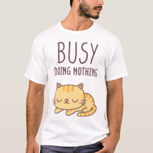 Schattige Sinaasappel Tabby Cat Bezig Niets Doen T-shirt