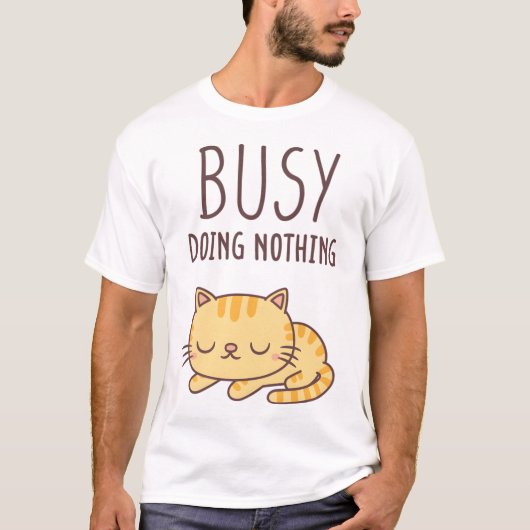 Schattige Sinaasappel Tabby Cat Bezig Niets Doen T-shirt (Voorkant)
