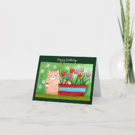 Schattige Sinaasappel Tabby Cat in Garden Cat Love Kaart