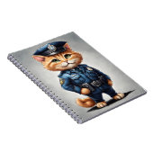 Schattige Sinaasappel Tabby Cat in Politie Uniform Notitieboek (Rechterzijde)