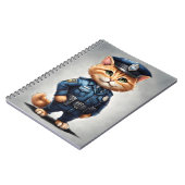 Schattige Sinaasappel Tabby Cat in Politie Uniform Notitieboek (Linkerzijde)