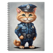 Schattige Sinaasappel Tabby Cat in Politie Uniform Notitieboek (Voorkant)