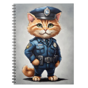 Schattige Sinaasappel Tabby Cat in Politie Uniform Notitieboek