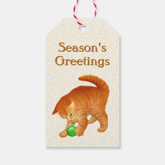 Schattige Sinaasappel Tabby Kitten Holiday Gift La Cadeaulabel (Achterkant)
