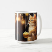 SCHATTIGE SINAASAPPEL TABBY KITTEN & KERSTBOOM KOFFIEMOK (Voorkant rechts)