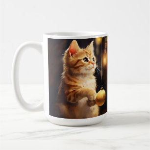 SCHATTIGE SINAASAPPEL TABBY KITTEN & KERSTBOOM KOFFIEMOK
