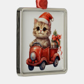 SCHATTIGE SINAASAPPEL TABBY KITTEN RIJDEN EEN AUTO METALEN ORNAMENT (Rechts)