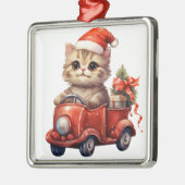 SCHATTIGE SINAASAPPEL TABBY KITTEN RIJDEN EEN AUTO METALEN ORNAMENT (Links)