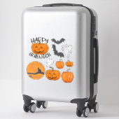 Schattige Sinaasappel Zwart Halloween Bats Geesten Sticker (Koffer)