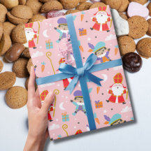 Schattige Sinterklaas en Piet Pattern op Roze