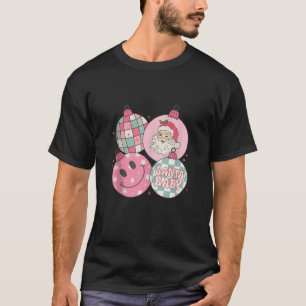Schattige Sinterklaas Gezicht Roze Groovy Kerstbal T-shirt