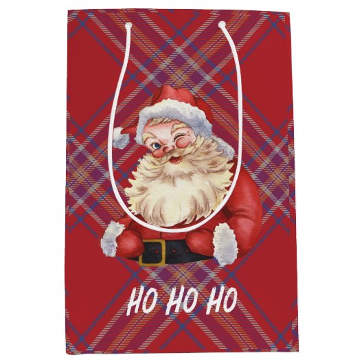 Schattige Sinterklaas Ho ho ho rood plaid Schots Medium Cadeauzakje (Voorkant)