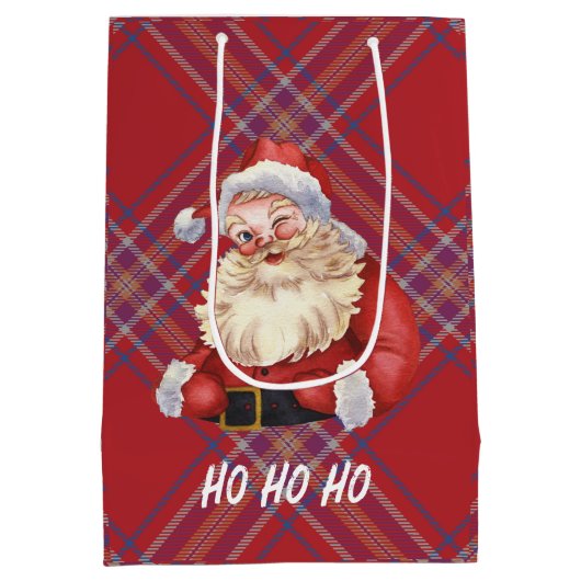 Schattige Sinterklaas Ho ho ho rood plaid Schots Medium Cadeauzakje (Achterkant)