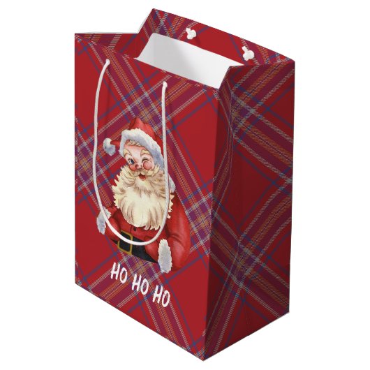 Schattige Sinterklaas Ho ho ho rood plaid Schots Medium Cadeauzakje (Achterkant Gekanteld)