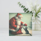 Schattige Sinterklaas met Kitten Kaart (Staand voorkant)
