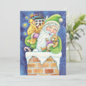 Schattige Sinterklaas Speelgoed Schoorsteen Sneeuw Kaart (Staand voorkant)