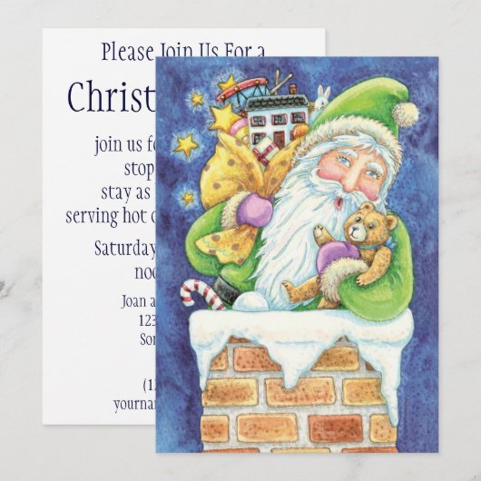 Schattige Sinterklaas Speelgoed Schoorsteen Sneeuw Kaart (Voorkant / Achterkant)