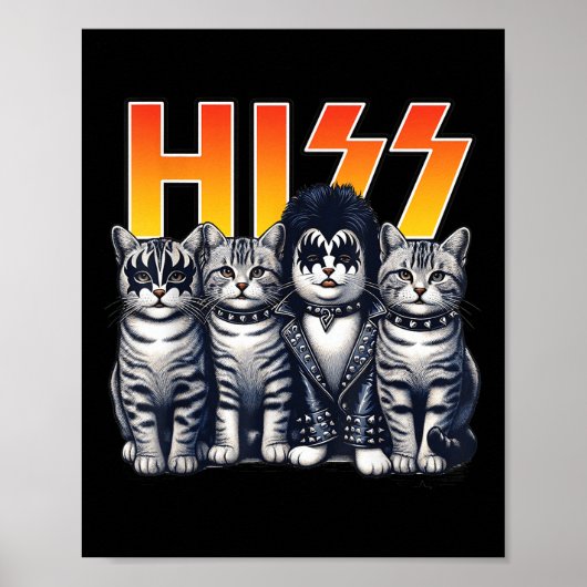 Schattige Sissende Katten Rock Kittens Kitty Rocke Poster (Voorkant)