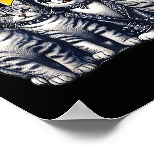 Schattige Sissende Katten Rocken Kittens Kitty Roc Poster (Hoek)