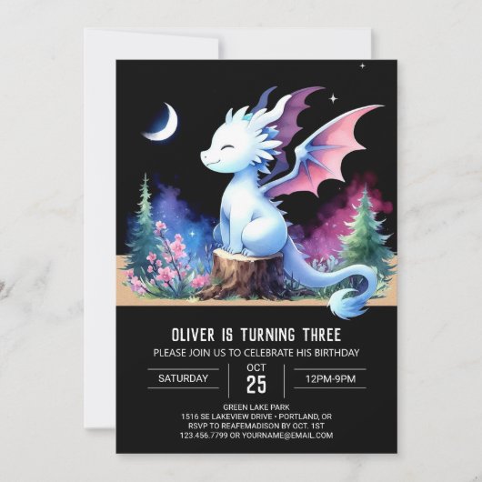 Schattige Sjabloon Dragon Birthday Kaart (Voorkant)