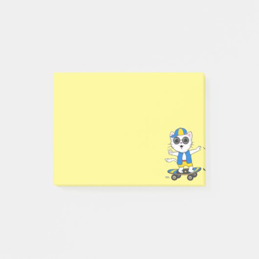 Schattige skate cat op gele Post-it-notities Post-it® Notes (Voorkant)