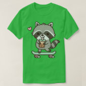Schattige Skateboarden Raccoon Drink Boba Tea T-shirt (Design voorkant)