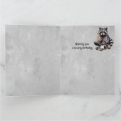Schattige Skateboarden Raccoon Kleinzoon Verjaarda Kaart (Binnen)