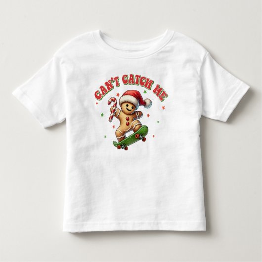 Schattige Skateboardende Gemberkoek Man Kerstmis Kinder Shirts (Voorkant)