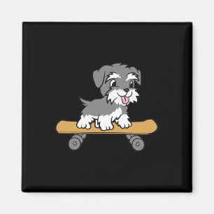 Schattige skateboardende Schnauzer-hond Miniatuur Magneet