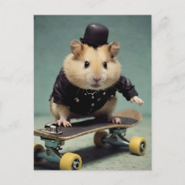 Schattige skateboardhamster briefkaart