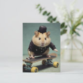 Schattige skateboardhamster briefkaart (Staand voorkant)