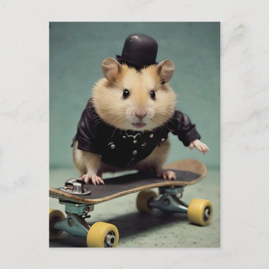 Schattige skateboardhamster briefkaart (Voorkant)