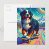 Schattige Skateboarding Berner Sennenhond Briefkaart (Voorkant / Achterkant)