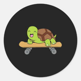 Schattige Skateboarding Schildpad Skateboard Schil Ronde Sticker