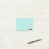 Schattige skatekat op licht tealblauwe noten post-it® notes (Op bureau)