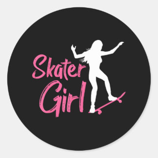 Schattige Skater Meisje Schaats Skateboarden Lover Ronde Sticker