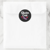 Schattige Skater Meisje Schaats Skateboarden Lover Ronde Sticker (Tas)