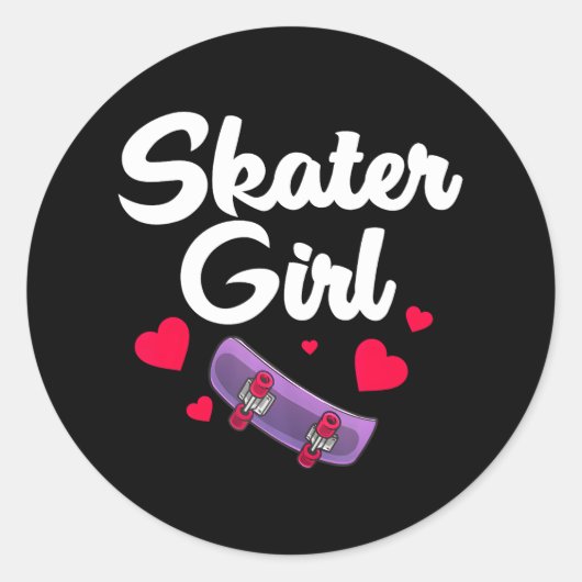 Schattige Skater Meisje Schaats Skateboarden Lover Ronde Sticker (Voorkant)