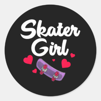 Schattige Skater Meisje Schaats Skateboarden Lover Ronde Sticker