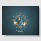 Schattige skelet bruiloft paar gotische stijl gastenboek (Achterkant)