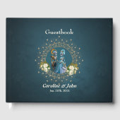 Schattige skelet bruiloft paar gotische stijl gastenboek (Voorkant)