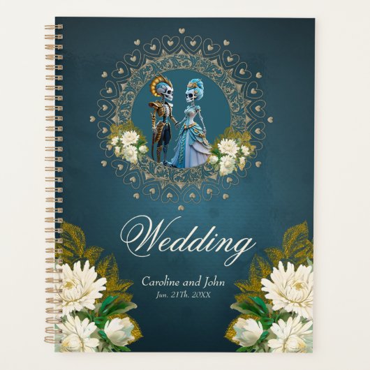 Schattige skelet bruiloft paar gotische stijl planner (Voorkant)