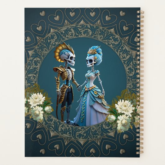 Schattige skelet bruiloft paar gotische stijl planner (Achterkant)