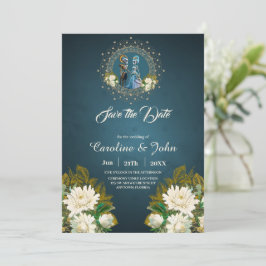 Schattige skelet bruiloft paar gotische stijl save the date