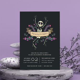 Schattige skelet Día de los Muertos Kaart