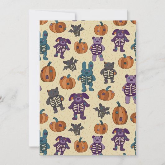 Schattige Skelet Dieren en Pompoenen Halloween Par Kaart (Achterkant)