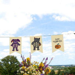 Schattige Skelet Dieren en Pompoenen Halloween Par Vlaggetjes