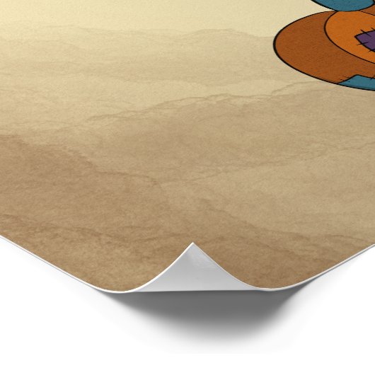 Schattige Skelet Dieren en Pompoenen Halloween Poster (Hoek)